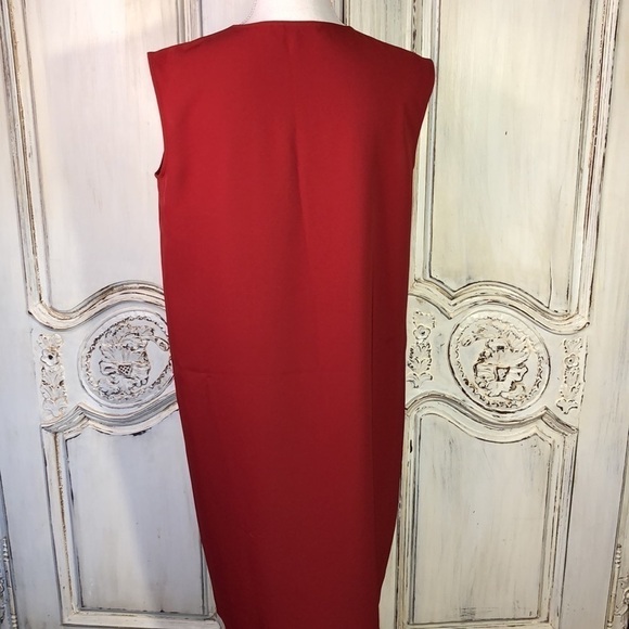 UNIQLO Red Sleeveless V Neck Sheath Dress Size Small - Picture 4 of 7